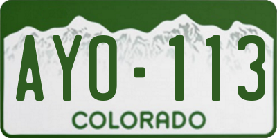 CO license plate AYO113