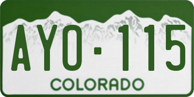 CO license plate AYO115