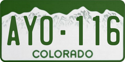 CO license plate AYO116