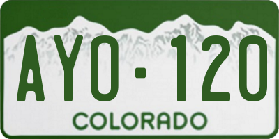 CO license plate AYO120