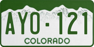 CO license plate AYO121