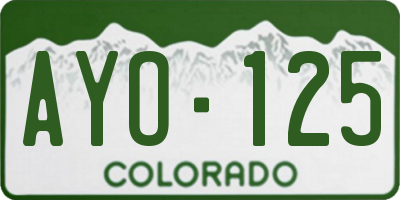 CO license plate AYO125