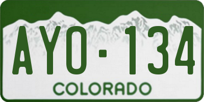 CO license plate AYO134