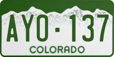 CO license plate AYO137