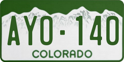 CO license plate AYO140