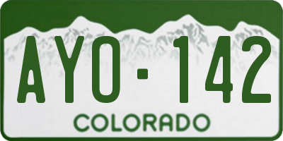 CO license plate AYO142