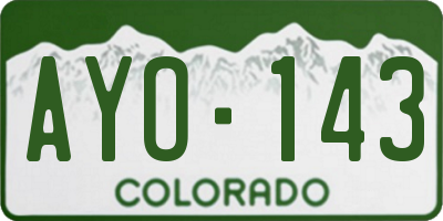CO license plate AYO143