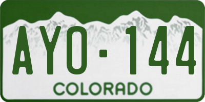 CO license plate AYO144