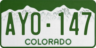 CO license plate AYO147