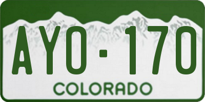 CO license plate AYO170