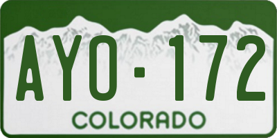 CO license plate AYO172