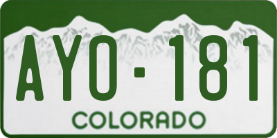 CO license plate AYO181