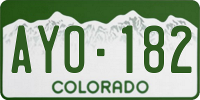 CO license plate AYO182