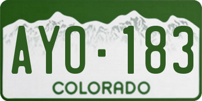 CO license plate AYO183