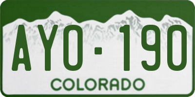 CO license plate AYO190