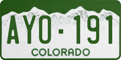 CO license plate AYO191