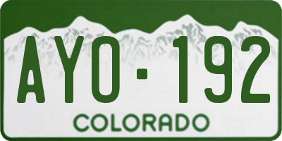 CO license plate AYO192