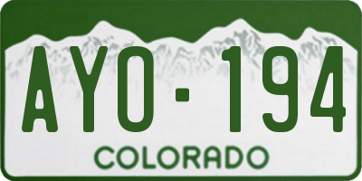 CO license plate AYO194