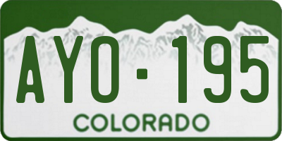 CO license plate AYO195