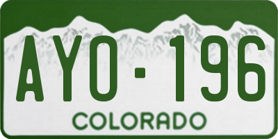 CO license plate AYO196