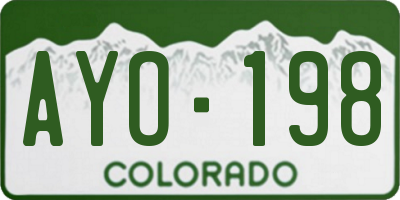 CO license plate AYO198