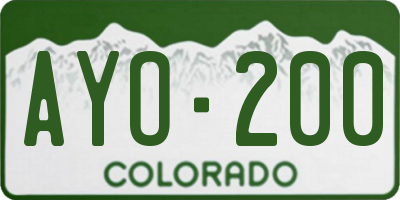 CO license plate AYO200