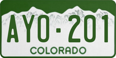 CO license plate AYO201