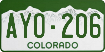 CO license plate AYO206