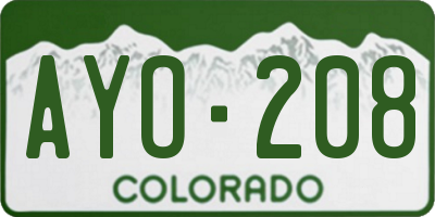 CO license plate AYO208