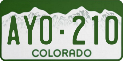 CO license plate AYO210