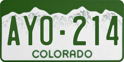 CO license plate AYO214