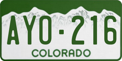 CO license plate AYO216