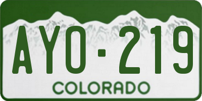 CO license plate AYO219