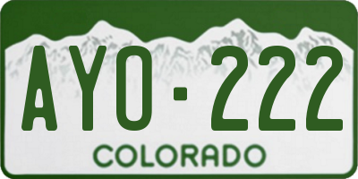 CO license plate AYO222