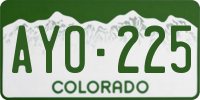 CO license plate AYO225