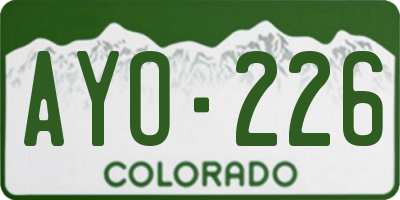 CO license plate AYO226