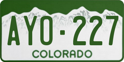 CO license plate AYO227