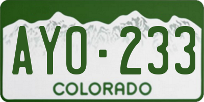 CO license plate AYO233