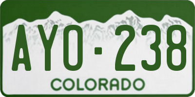 CO license plate AYO238
