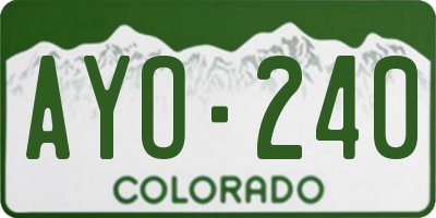 CO license plate AYO240