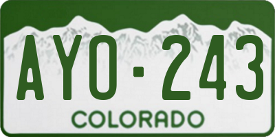 CO license plate AYO243