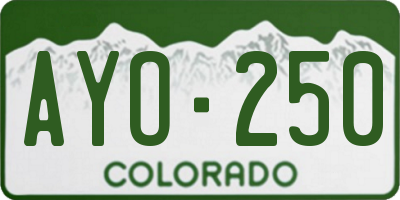 CO license plate AYO250