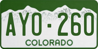 CO license plate AYO260