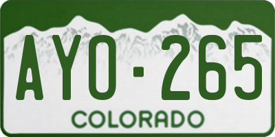 CO license plate AYO265