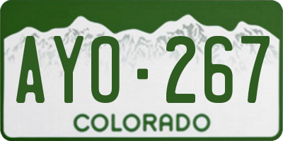 CO license plate AYO267