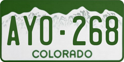 CO license plate AYO268