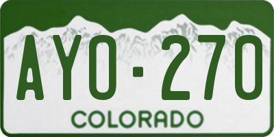 CO license plate AYO270