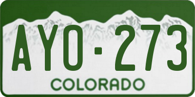 CO license plate AYO273