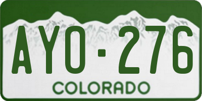 CO license plate AYO276