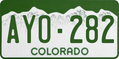 CO license plate AYO282